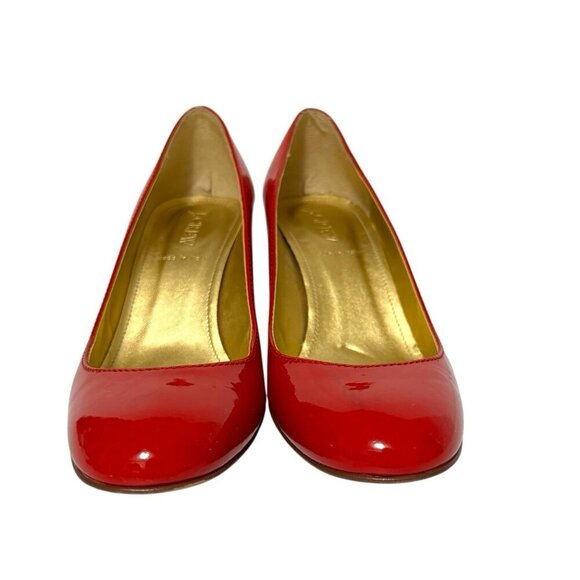 J. Crew Red Patent Leather Pumps 96716 Wooden Heel Italian Made Women's Size 7 - Picture 11 of 16